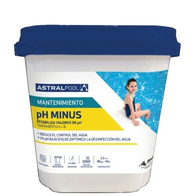 Recipiente de produto para piscina AstralPool pH Minus com tampa azul