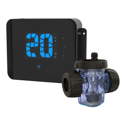 Dispositivo electrónico preto com visor digital azul e número 30