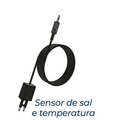 Sensor de sal e temperatura com cabo preto e conector