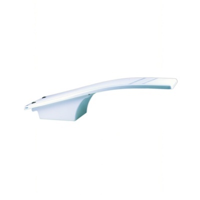 Plataforma de mergulho de piscina branca com linhas azuis