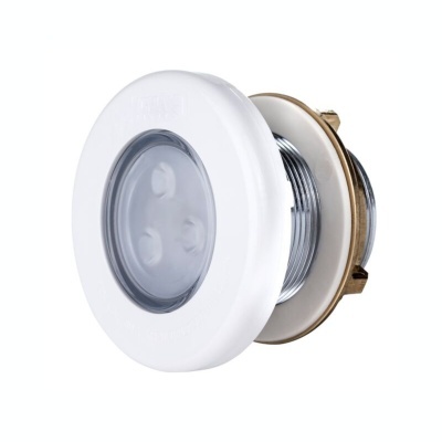 iluminação embutida redonda branca com lente transparente e aro branco