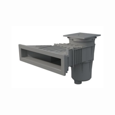 Dispositivo industrial cinzento com grelha e caixa rectangular