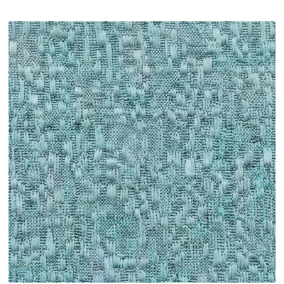 Tecido azul claro com padrão texturizado e linhas verticais entrelaçadas