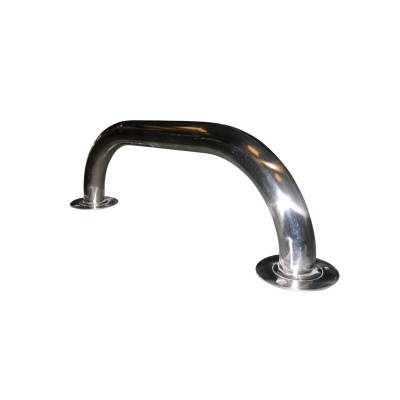 Barra de apoio em metal polido com base circular
