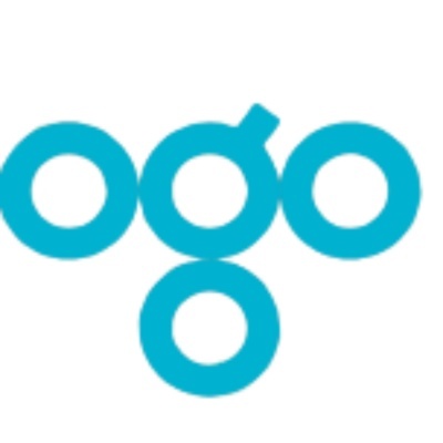 Logotipo azul sobre fundo branco com letras oòò