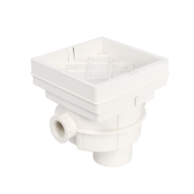 Filtro de piscina branco em plástico com estrutura quadrada na parte superior