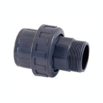 Conector de canalização de plástico azul escuro com roscas e porca de aperto
