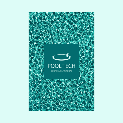 Água de piscina com texto Pool Tech, Construção | Manutenção