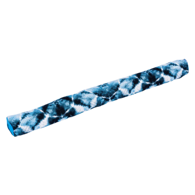 Tapete de ioga enrolado azul com padrão branco