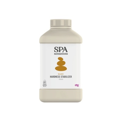 Frasco branco com tampa bege e rótulo SPA sensations BALANCE HARDNESS STABILIZER