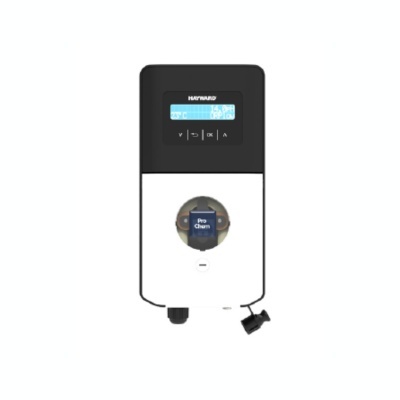 Dispositivo elétrico branco e preto com ecrã digital e botão rotativo azul