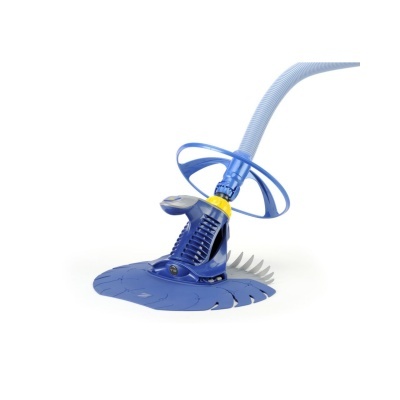 Aspirador azul com mangueira flexível e base larga azul