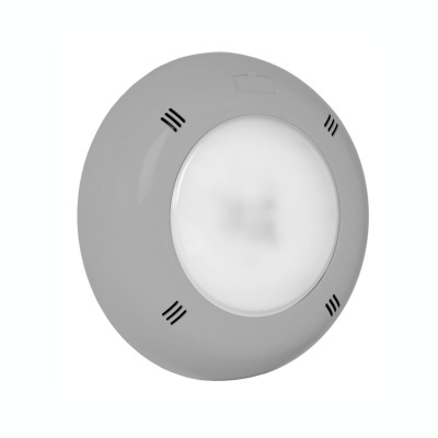 Luz de teto redonda cinza com difusor branco e ranhuras pretas