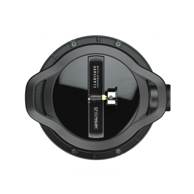 Filtro de cartucho preto redondo para piscina com etiqueta CLARISAVE e ASTRALPOOL