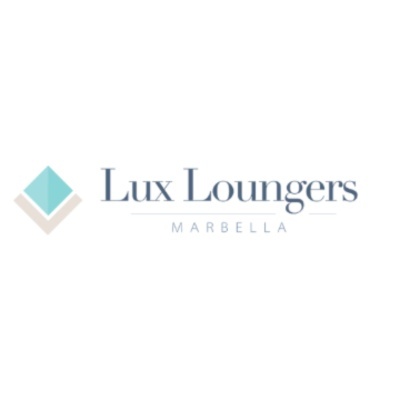 Logótipo Lux Loungers Marbella com formas geométricas e texto