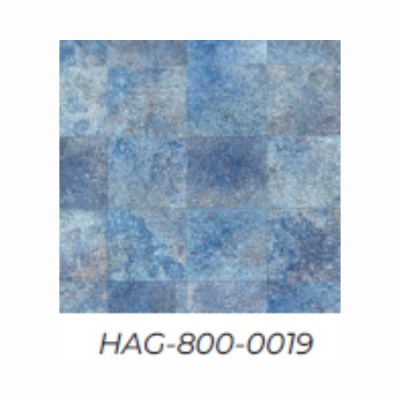 Azulejo cerâmico azul com padrão quadriculado e código HAG-800-0019