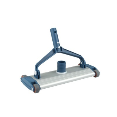 Cabeça de robô de limpeza de piscina azul e cinzenta