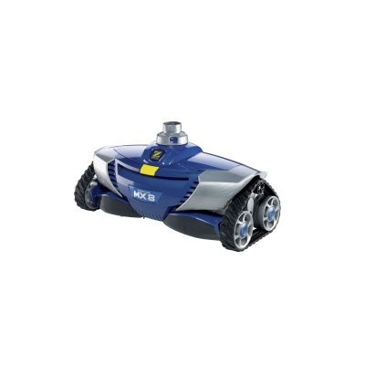 Robô aspirador azul e cinzento com texto BARACUDA MX 8