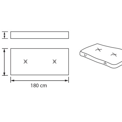 Desenho técnico de colchão com medidas 180x80x28 cm
