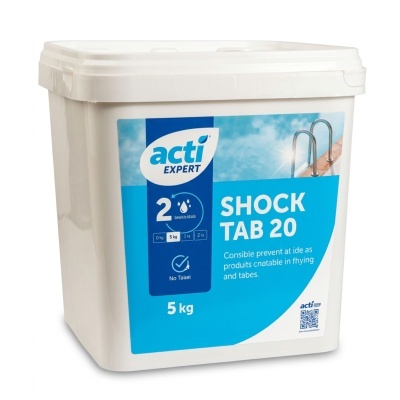 Embalagem branca com rótulo azul do produto acti EXPERT SHOCK TAB 20, 5 kg