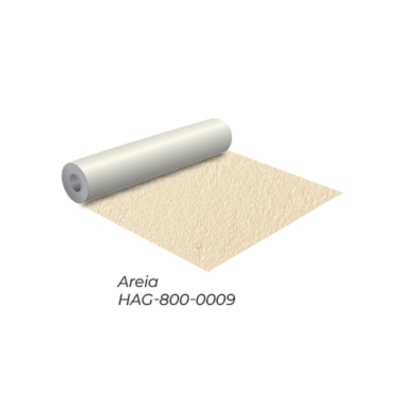 Rolo de papel branco sobre tapete amarelo claro com texto Areia HAG-800-0009