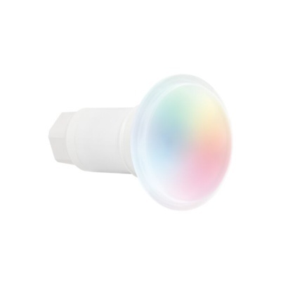 Lâmpada LED com difusor frontal multicolorido e corpo branco