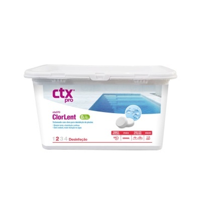 Embalagem de plástico branca de produto para desinfeção de piscinas ctx pro ClorLent