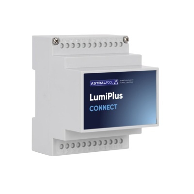 Dispositivo eletrônico AstralPool LumiPlus Connect branco com etiqueta azul