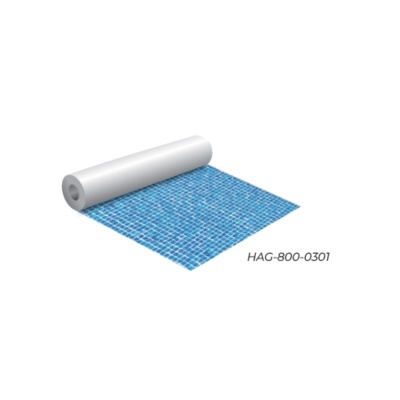 Rolo branco sobre padrão de azulejo azul com código HAC-800-0301