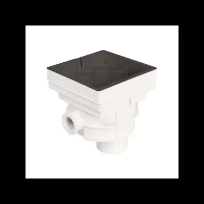Ralo de chão quadrado preto e branco em plástico para exteriores