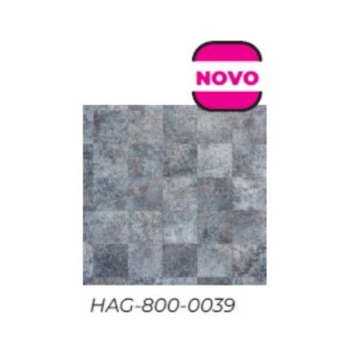 Azulejo cerâmico cinza e azul com textura e etiqueta rosa NOVO