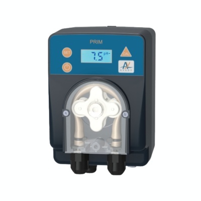 bomba peristáltica preta e azul com visor digital