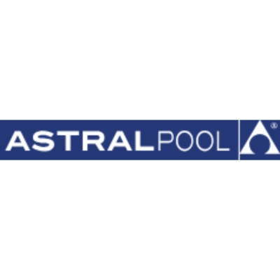Logótipo AstralPool em fundo azul com símbolo branco