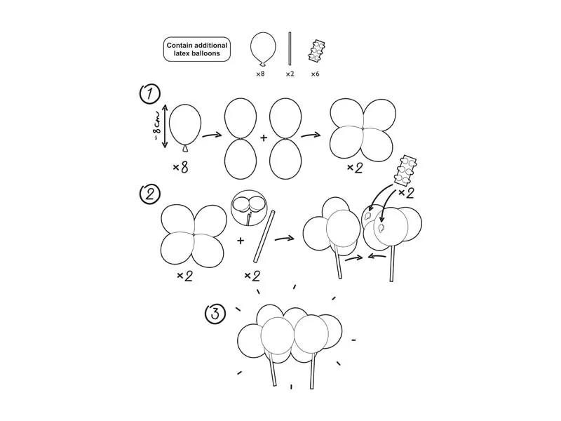 Instruções para montar figuras com balões de látex
