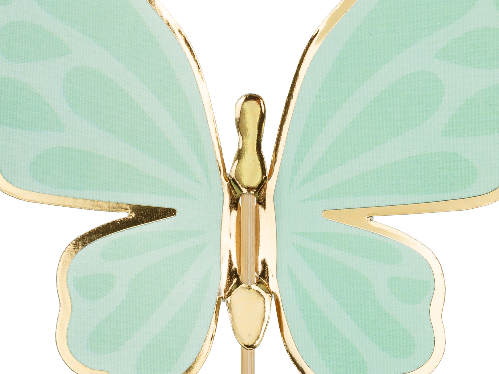 Pino decorativo borboleta verde com contorno dourado