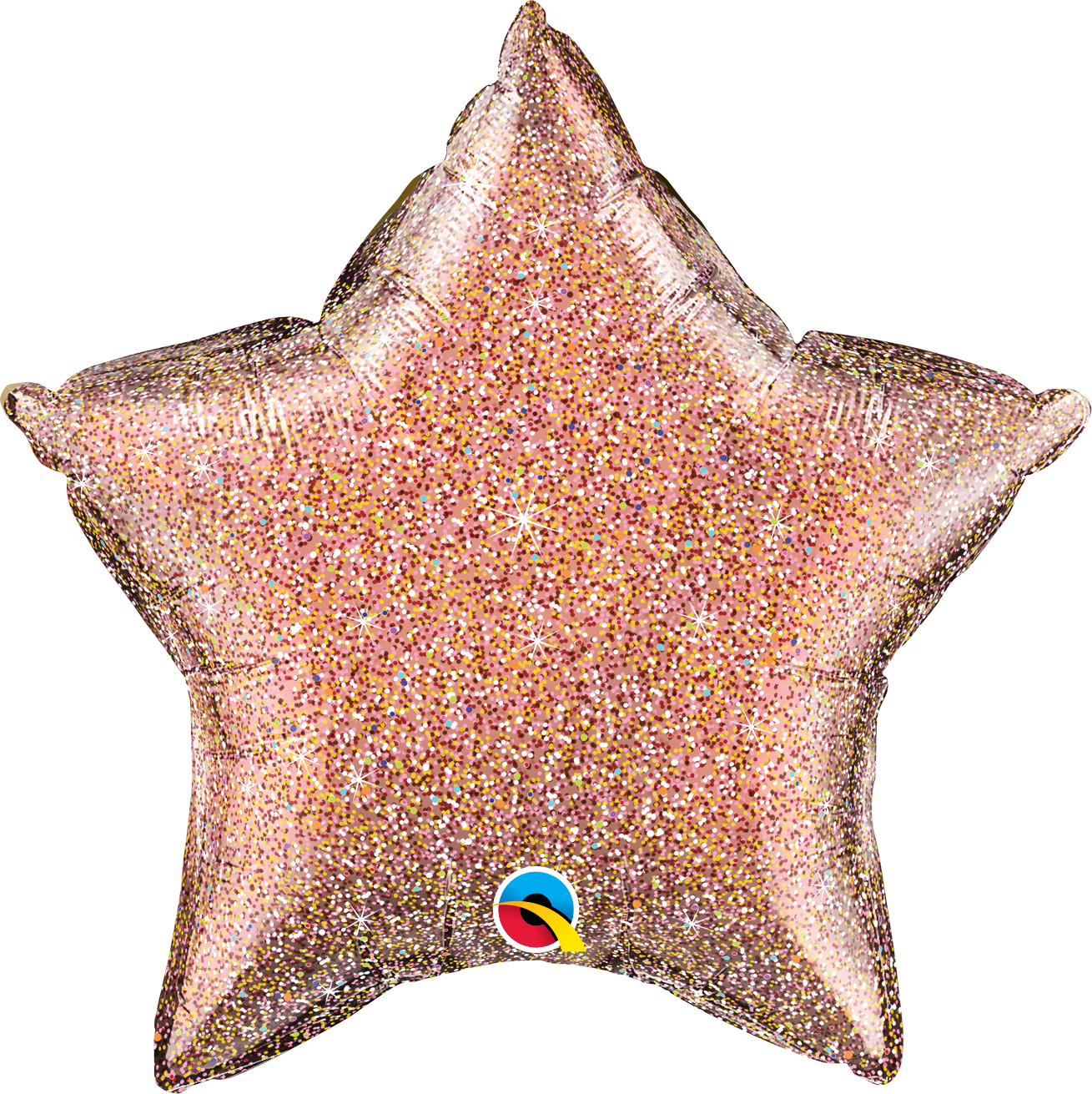 balão estrela rosa com glitter dourado