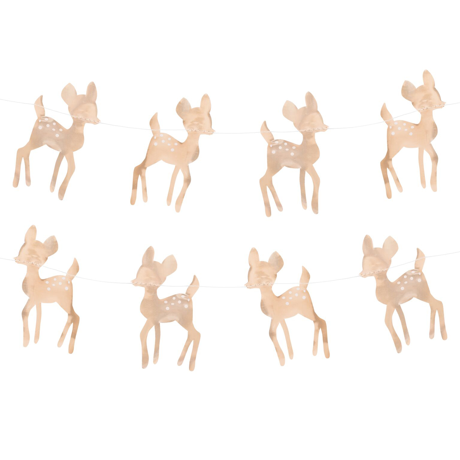 Guirlanda com figuras de veados cor-de-rosa com pintas brancas
