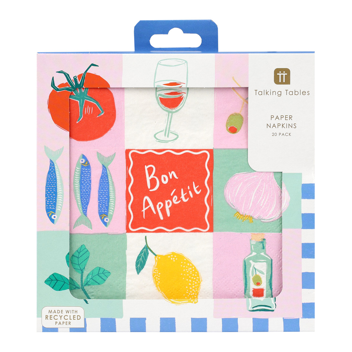 Guardanapos de papel decorativos Bon Appétit com várias ilustrações coloridas