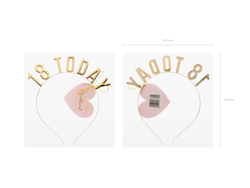 Tiara festa dourada '18 TODAY' com coração rosa