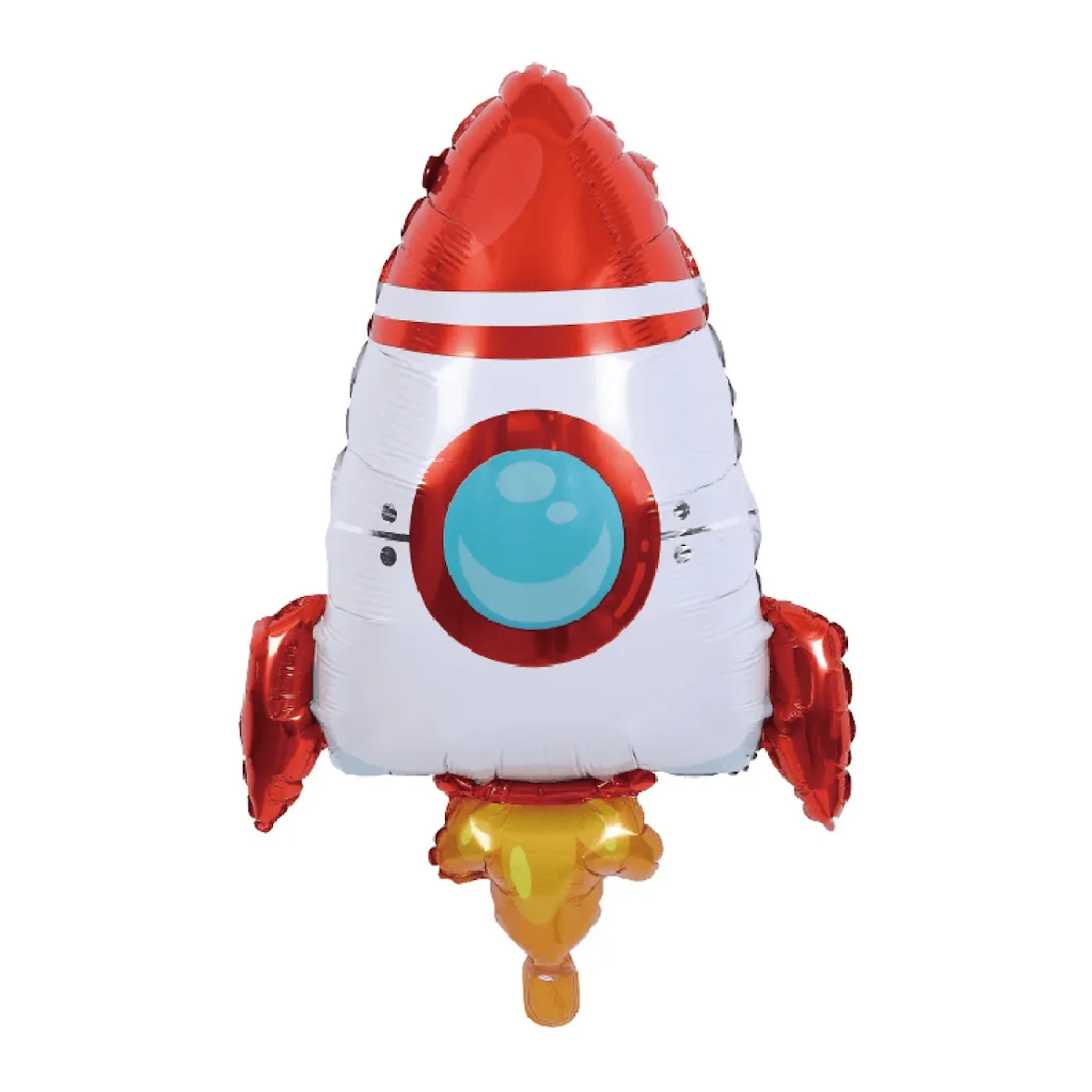 Balão metálico em forma de foguete colorido inflado