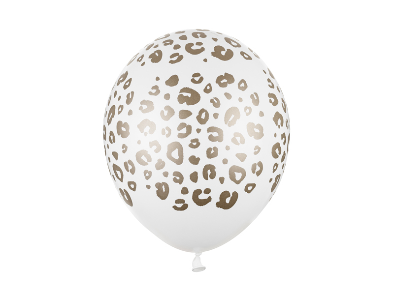 Balão branco com padrão de manchas de leopardo castanhas