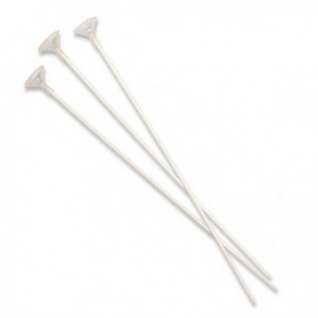 Três hastes brancas com ventosas numa extremidade sobre fundo branco