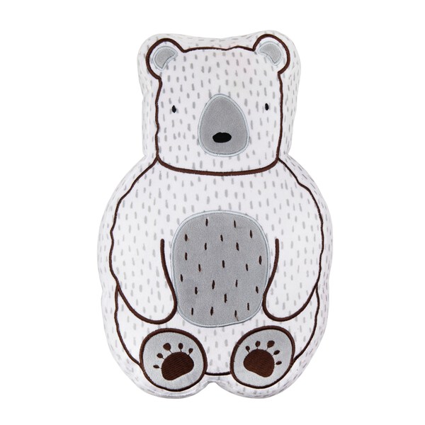 Almofada infantil em forma de urso branco e cinzento