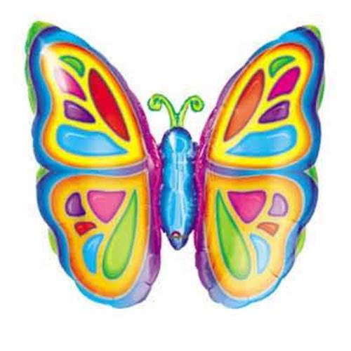 Balão metálico colorido em forma de borboleta