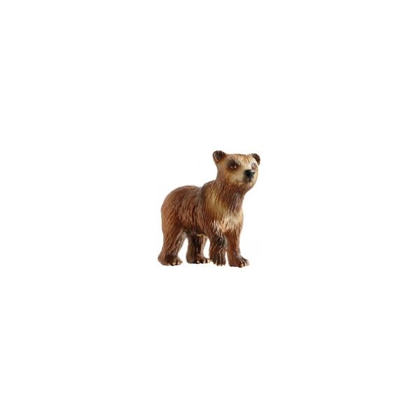 Figura miniatura de urso marrom sobre fundo branco