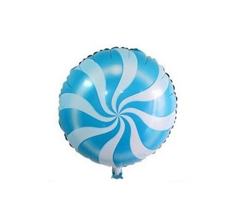 Balão redondo azul e branco com padrão em espiral
