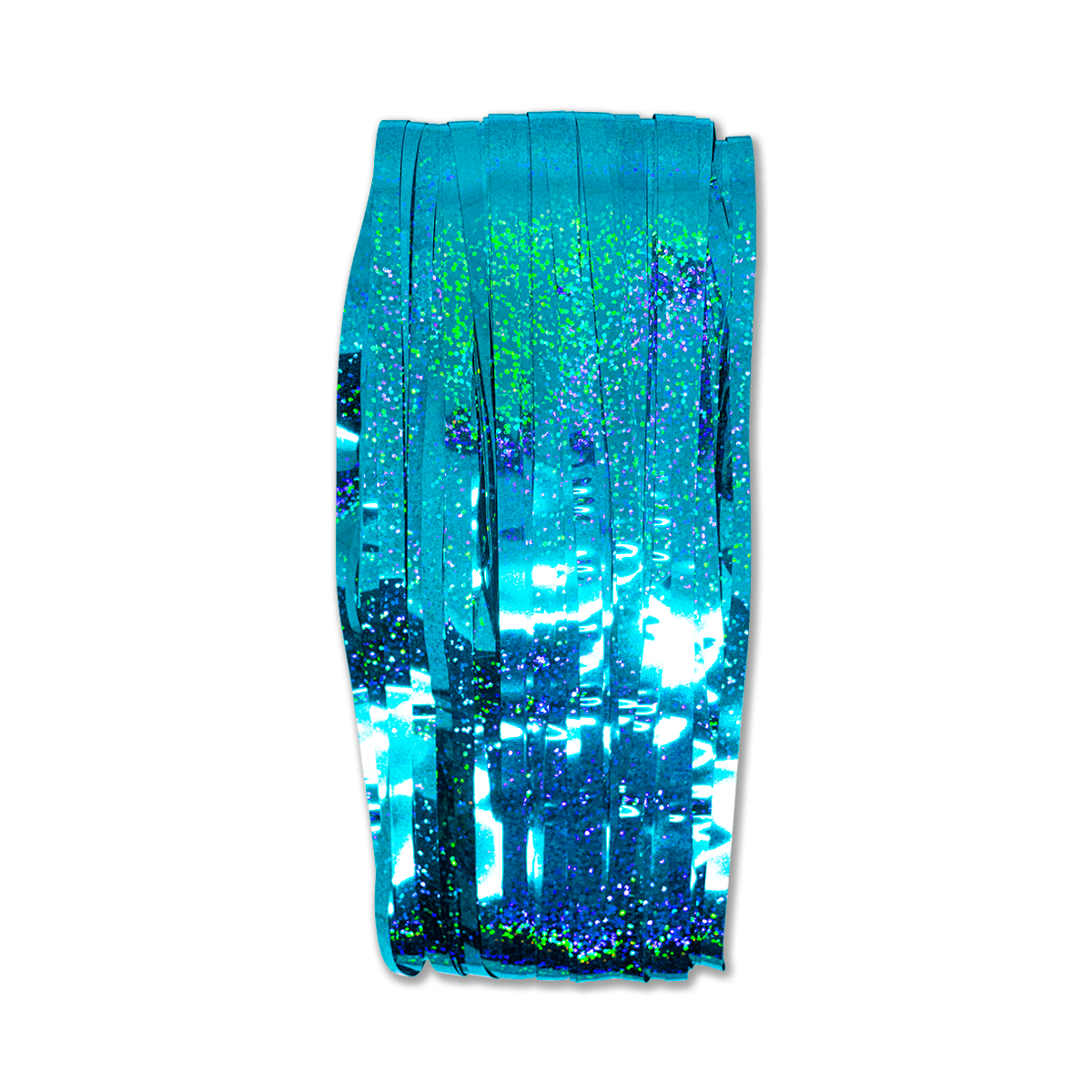 Franja decorativa brilhante azul e verde holográfica