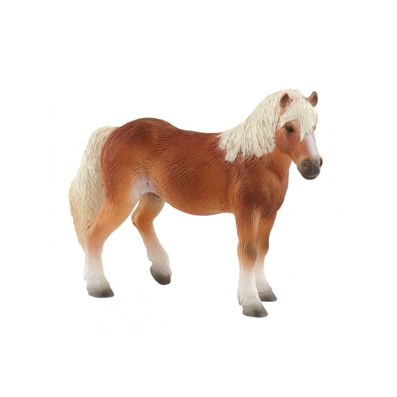 Figura de cavalo de brinquedo castanho com crina branca