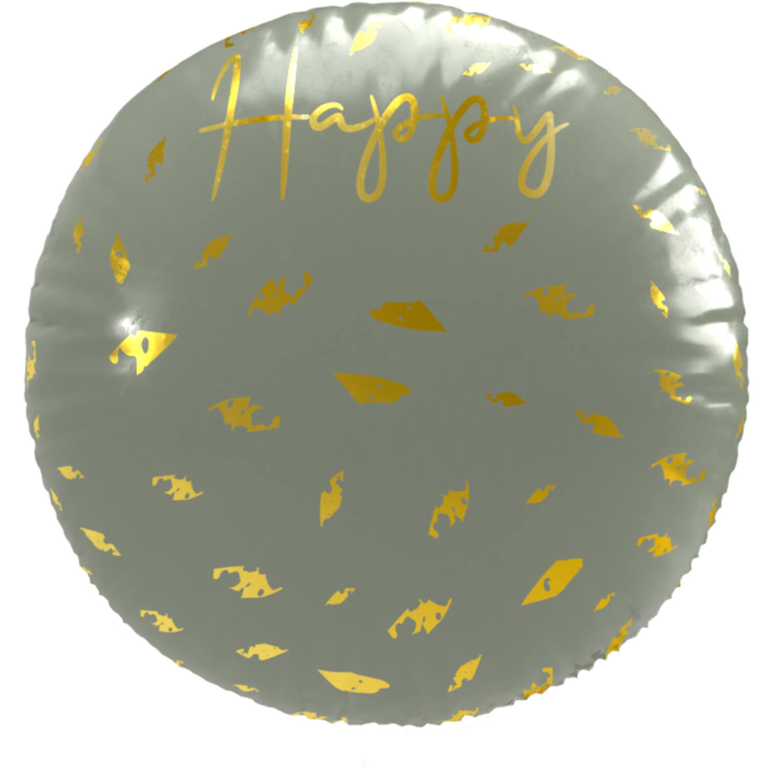 Balão redondo prateado com letras douradas