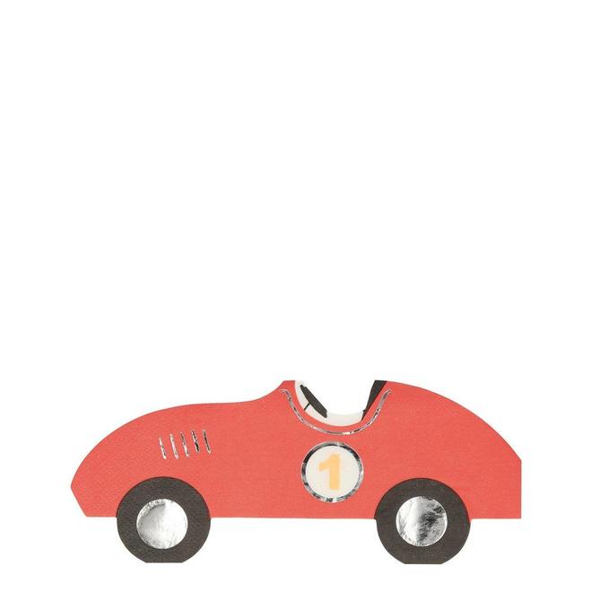 Carro de corrida de brinquedo em papel vermelho com rodas pretas